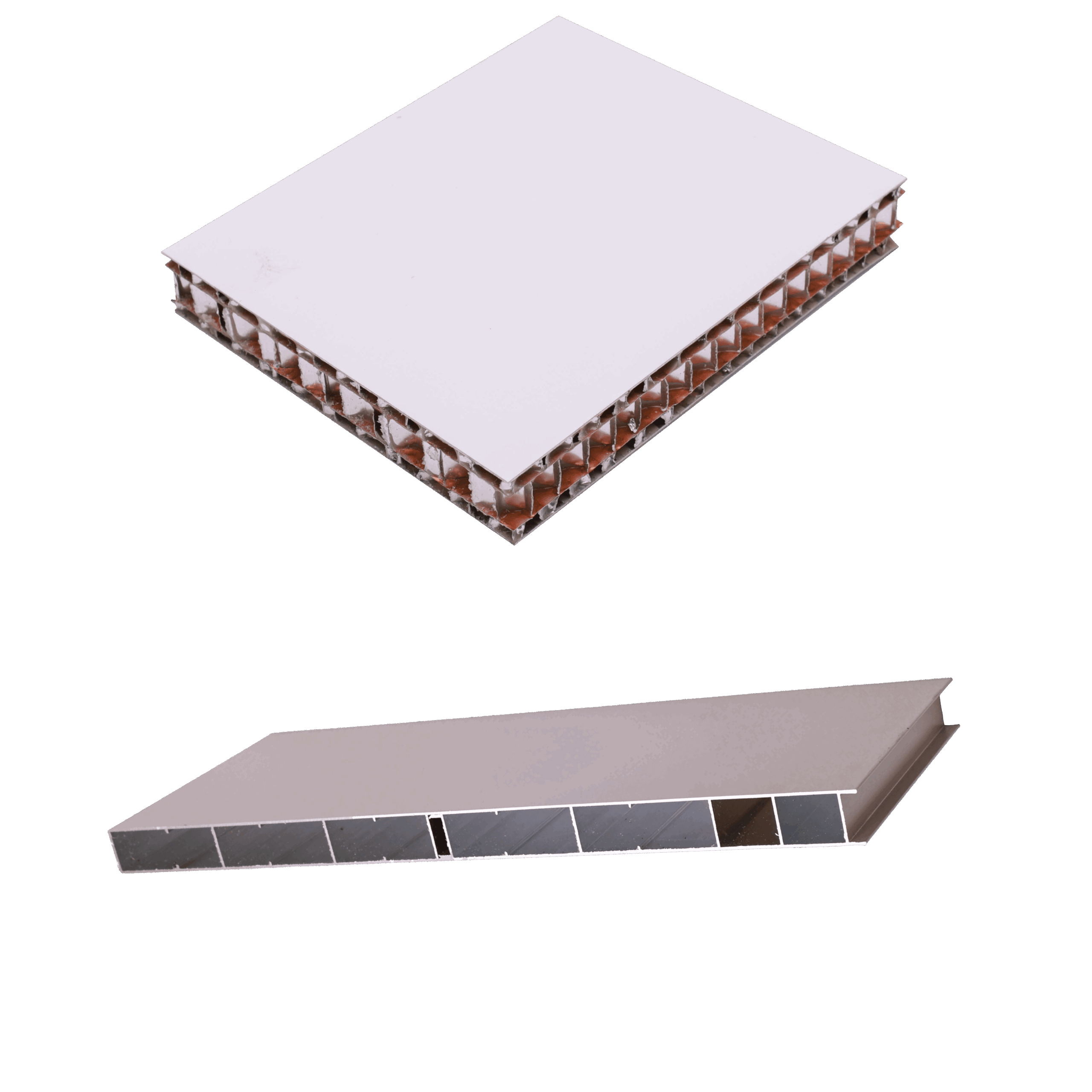 Aluminum honeycomb panel - four-layer honeycomb core - height 0.18 m x width 1.22 m x length 2.75 m - skin white