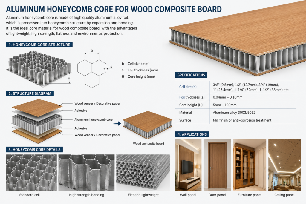 bare-aluminum-honeycomb-panel - Aluminum honeycomb core for wood composite board