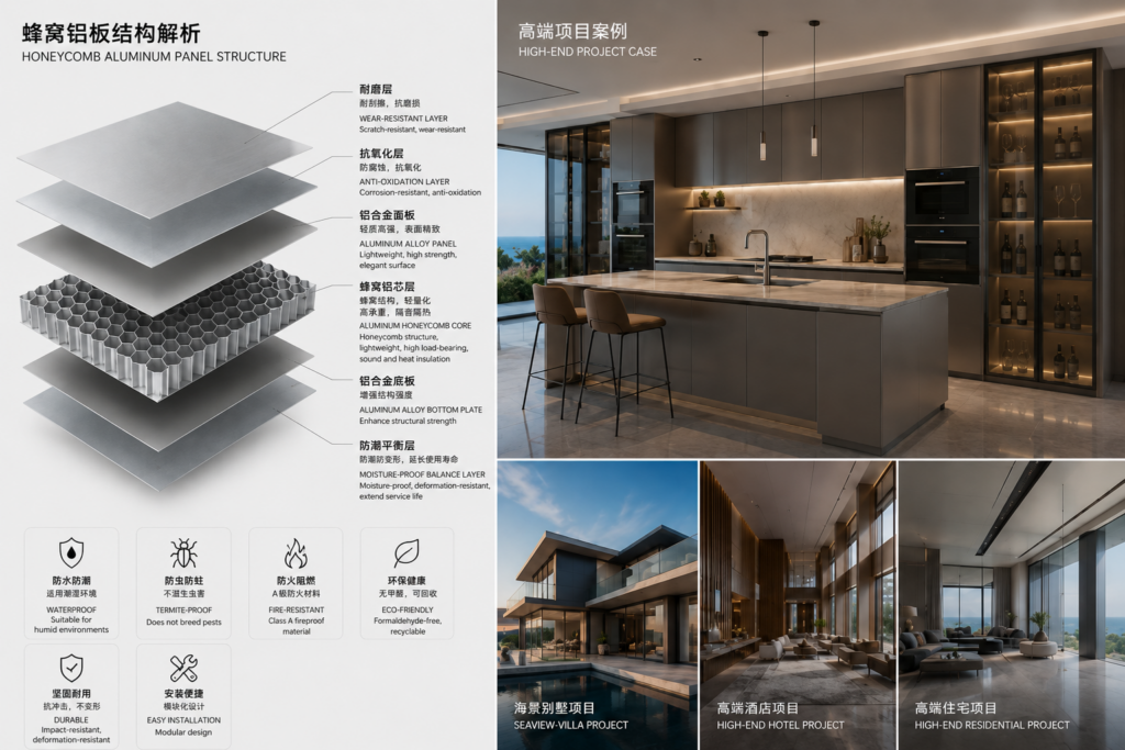 aluminum honeycomb cabinet panels for coastal villas