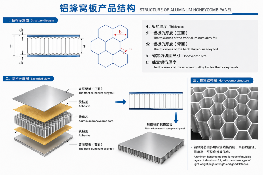 Bare aluminum honeycomb panel