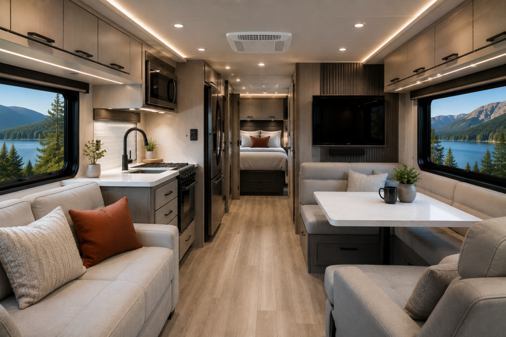 Lightweight aluminum honeycomb furniture system for RV interior projects