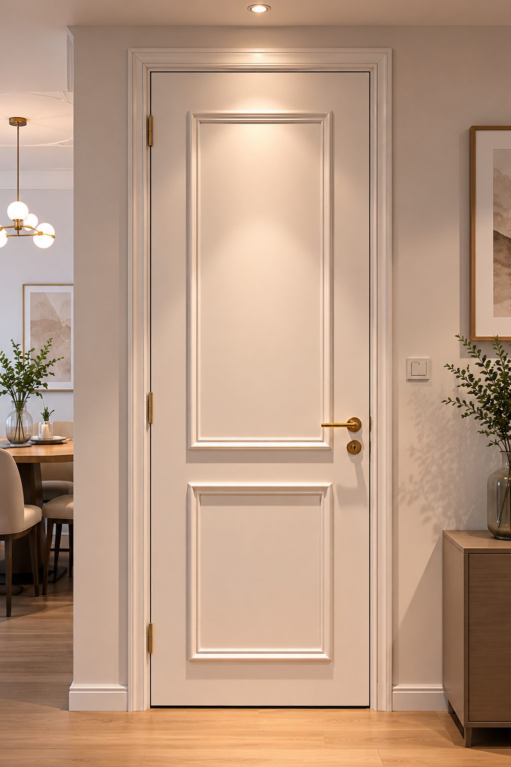 Aluminum honeycomb interior door panel for residential building project