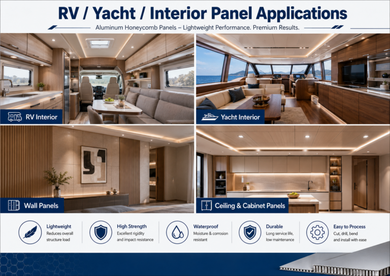 Aluminum honeycomb panel for RV yacht and vehicle interior applications