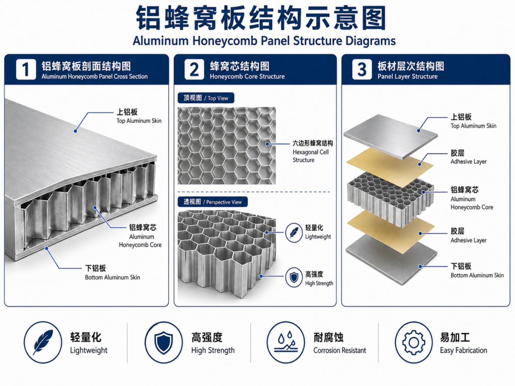 Aluminum honeycomb panel structure for lightweight vehicle body panels