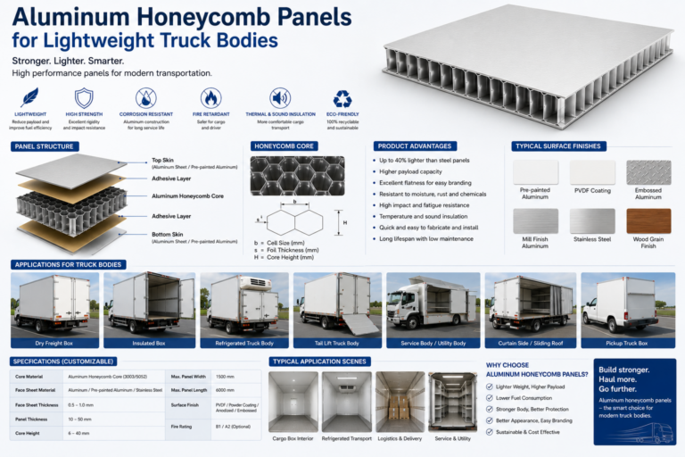 Aluminum honeycomb panels for lightweight truck bodies