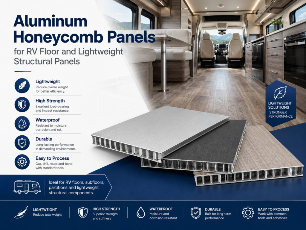 Aluminum honeycomb panels for RV floor and lightweight structural panels