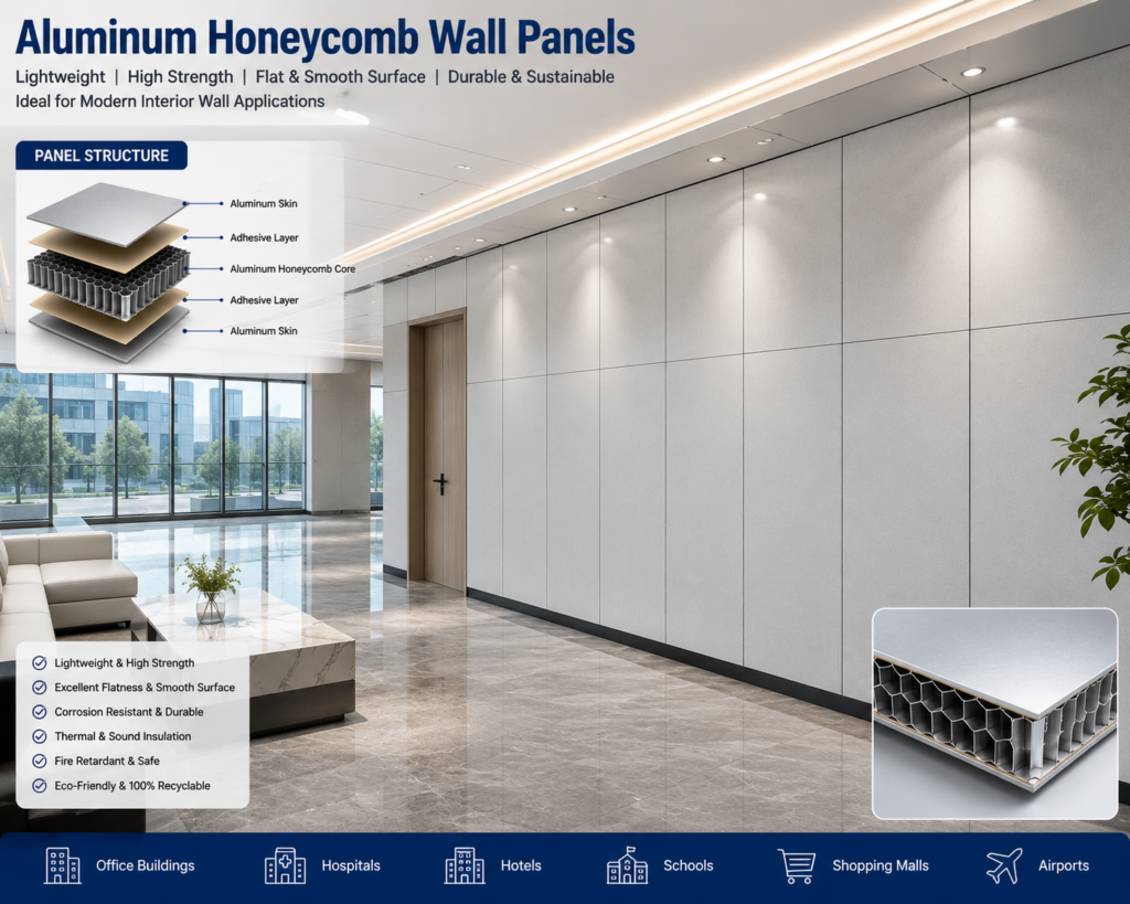 easy to install aluminum honeycomb wall panels with seamless joint design