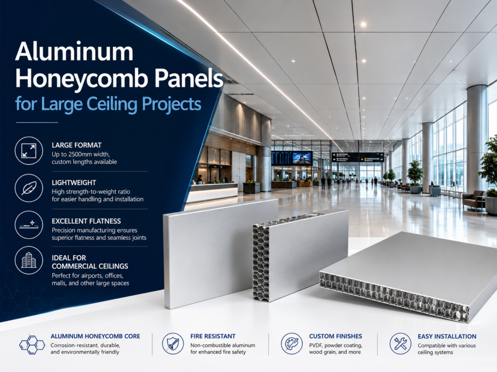 Aluminum honeycomb panels for large ceiling projects