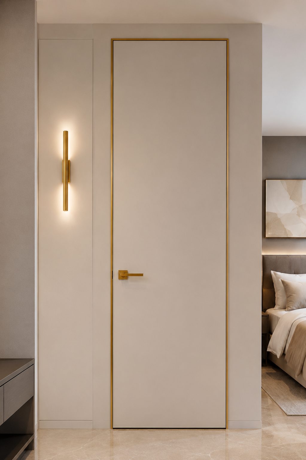 Luxury villa interior with aluminum honeycomb interior door panel system