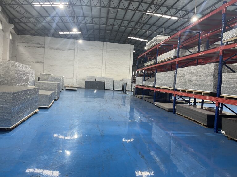 Aluminum honeycomb panel factory warehouse with finished panels in stock