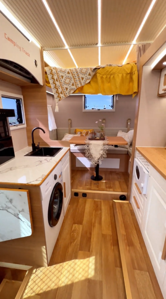 Lightweight aluminum honeycomb panel system for modern camper and RV interior construction