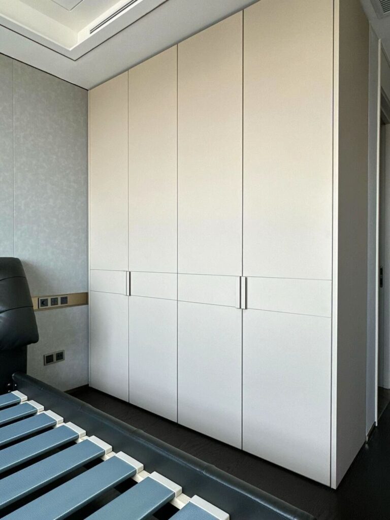 Luxury leather cabinet panel application for modern interiors