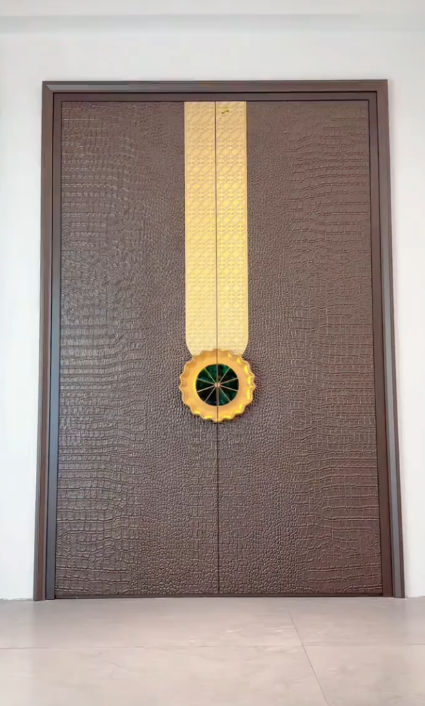 Luxury leather flush door for modern interior