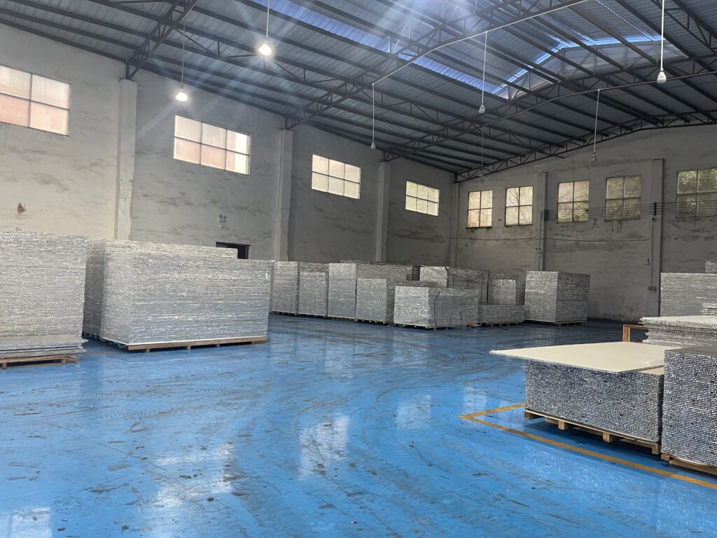 Aluminum honeycomb panels stocked at Meiren Aluminum factory