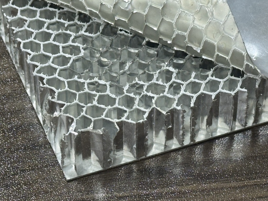 Aluminum honeycomb core structure close up